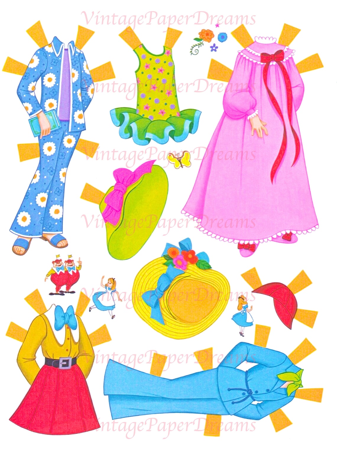 Vintage Paper Doll Printable PDF alice in Wonderland Paper - Etsy