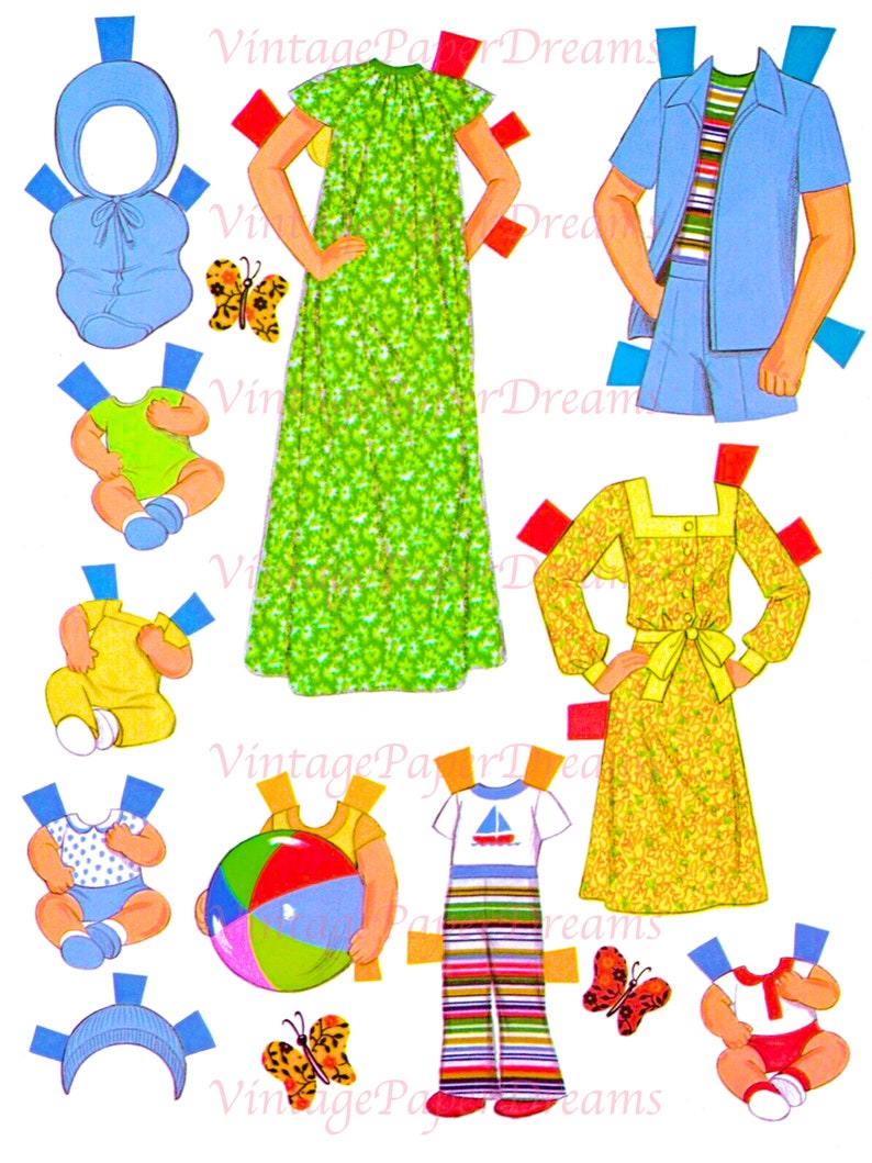 Vintage Paper Doll Printable PDF Sunshine Family Paper Doll Etsy