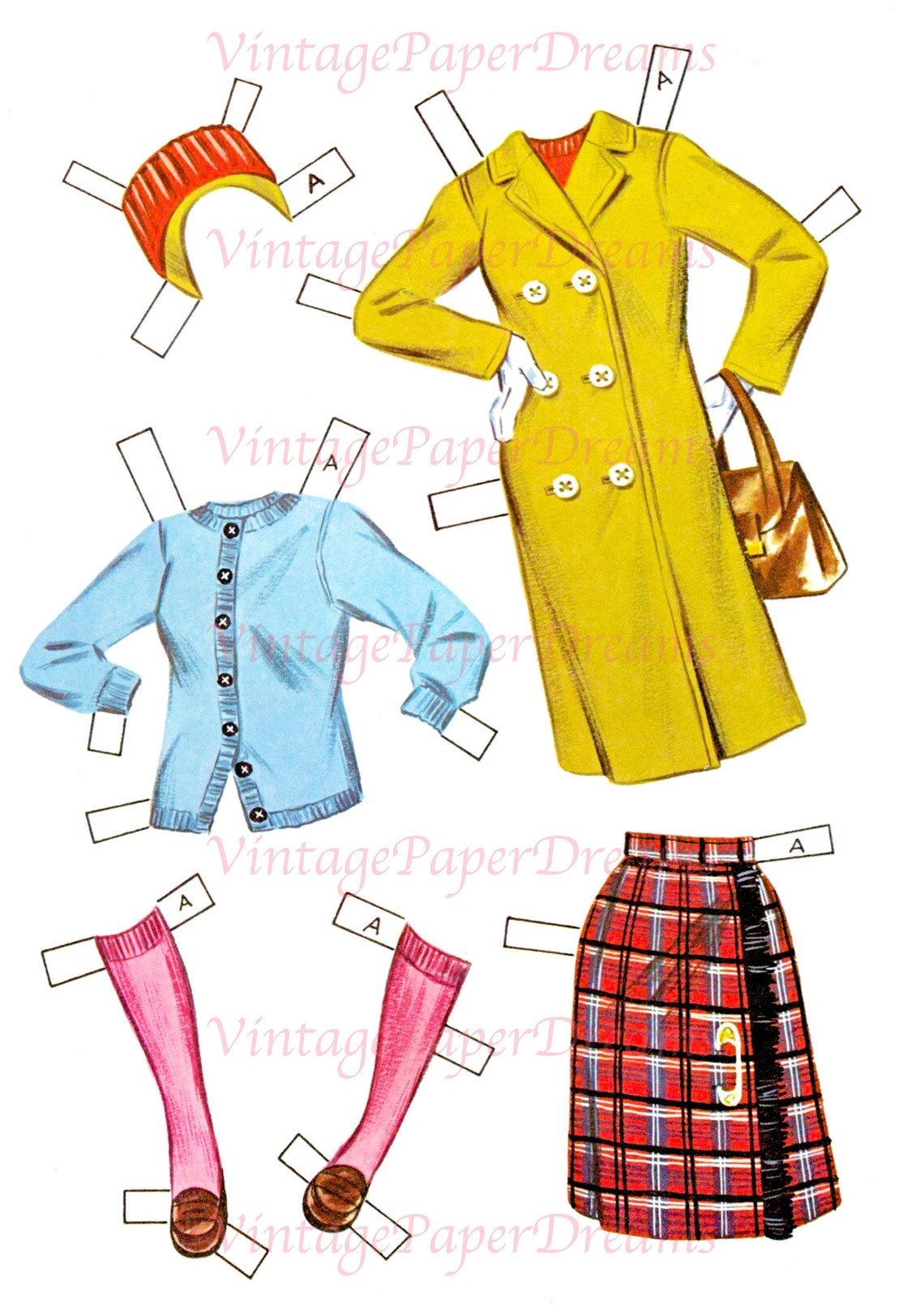 Vintage Paper Doll Printable PDF sister Paper Doll 60s Etsy