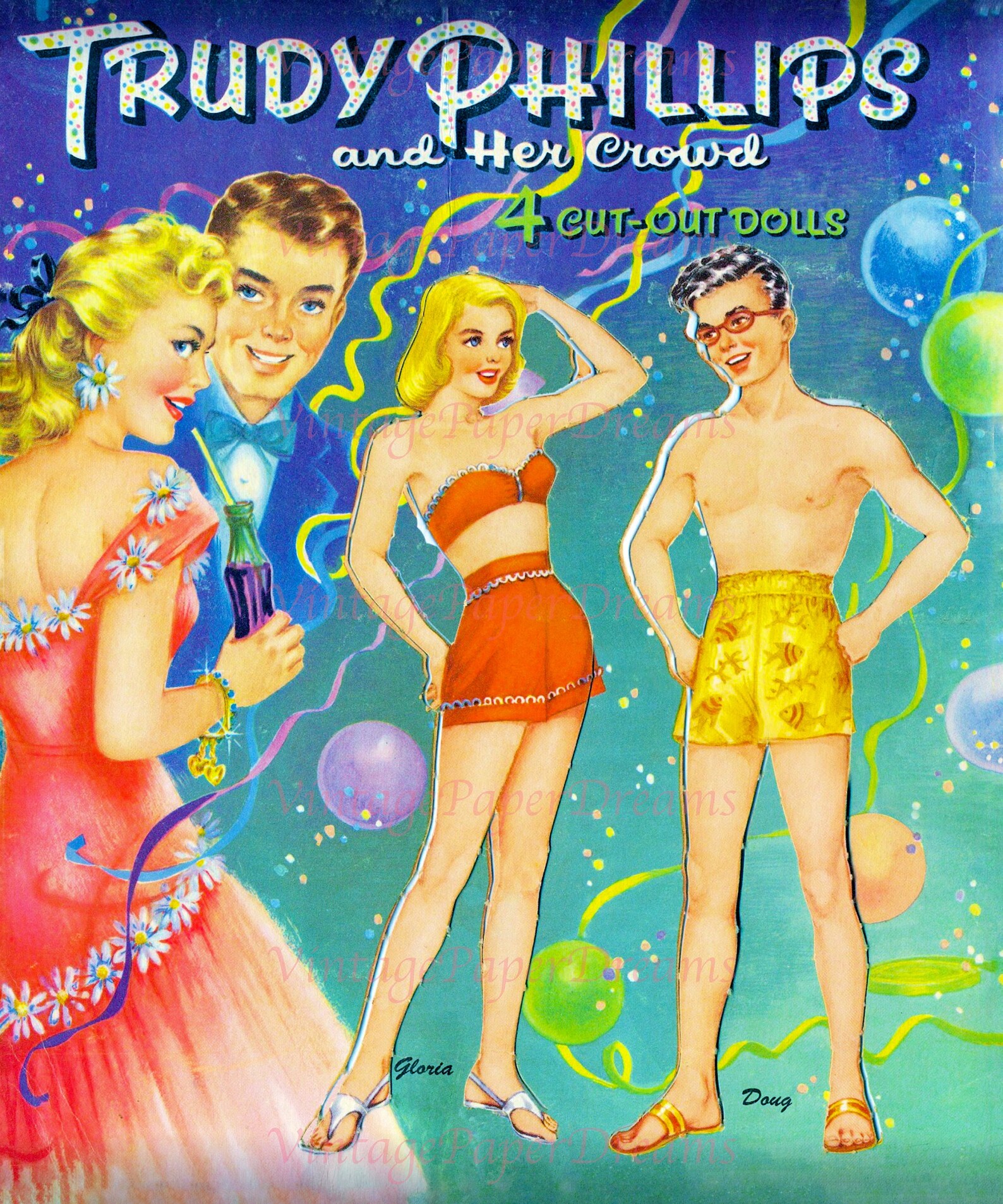 Vintage Paper Doll Printable PDF trudy Phillips Paper Dolls Etsy