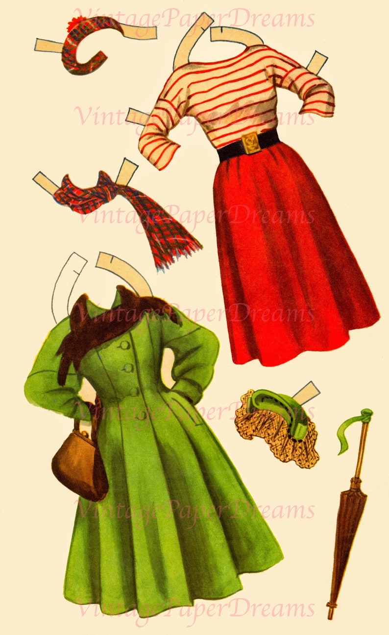 Vintage Paper Doll Printable PDF honeymoon Paper Dolls 60s Etsy