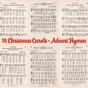 Vintage Printable Christmas Carol Nuty PDF • Tradycyjny Adwent Hymn Song Stary Papier • Xmas Image Junk Journal Ephermera Clip Art