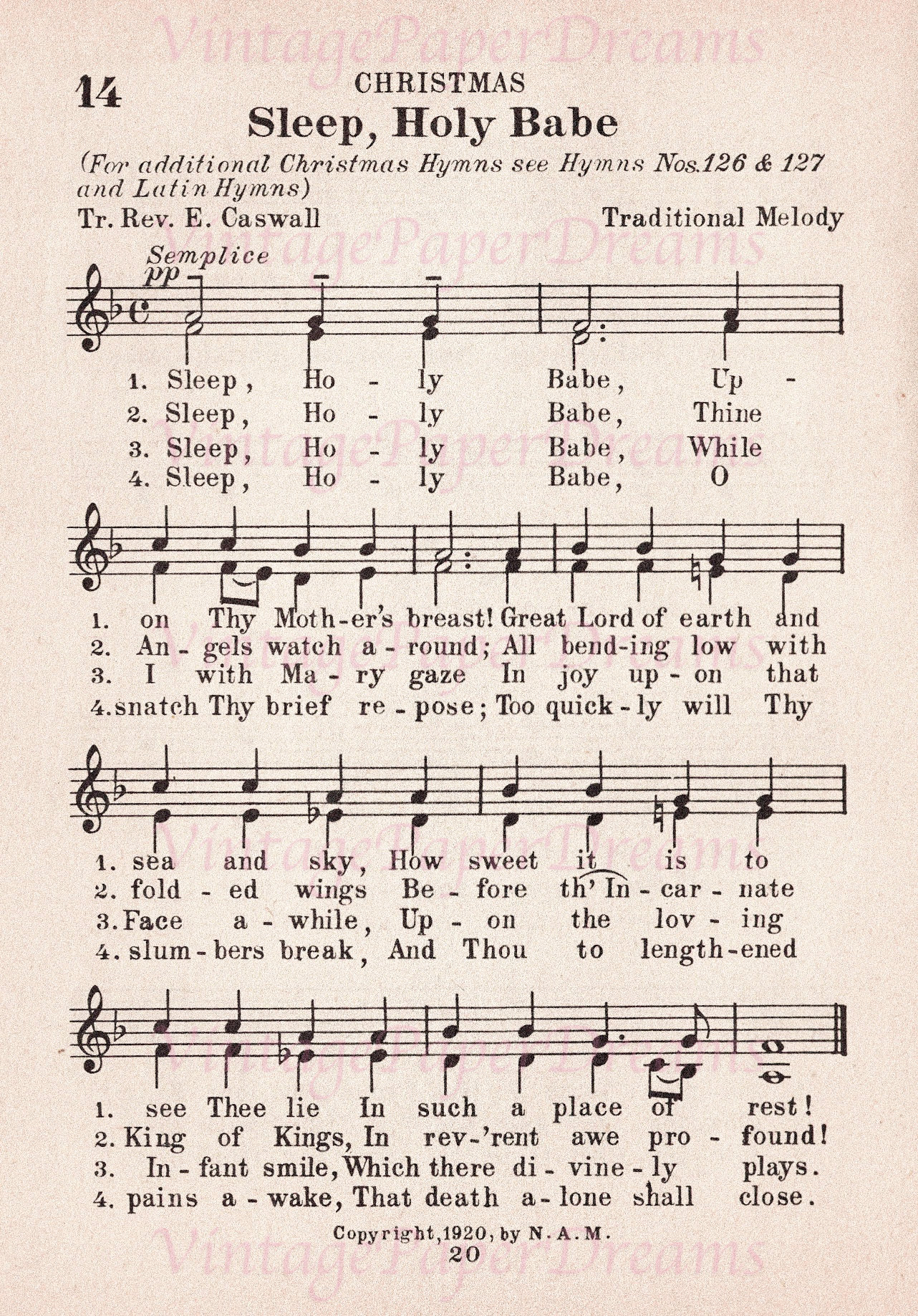 Vintage Printable Christmas Carol Sheet Music PDF Traditional Advent ...