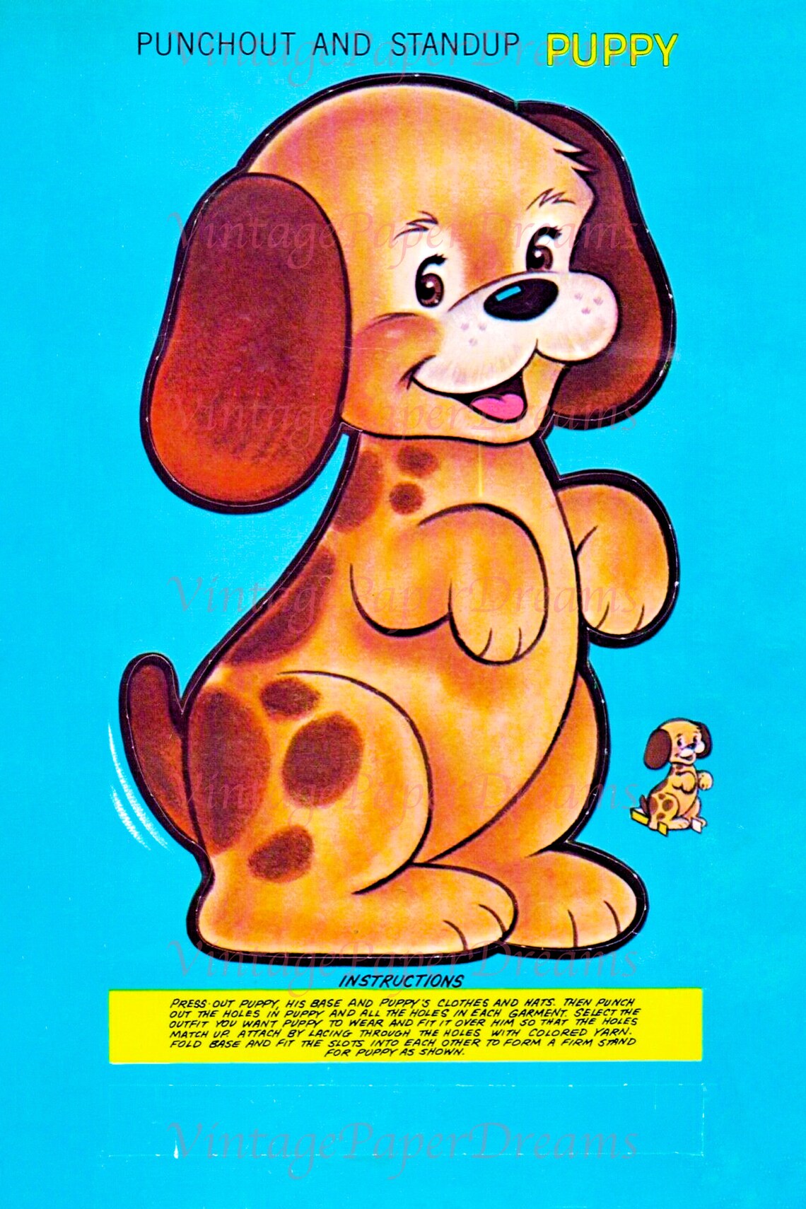 Vintage Paper Doll Printable PDF puppy Dog Paper Doll 70s - Etsy
