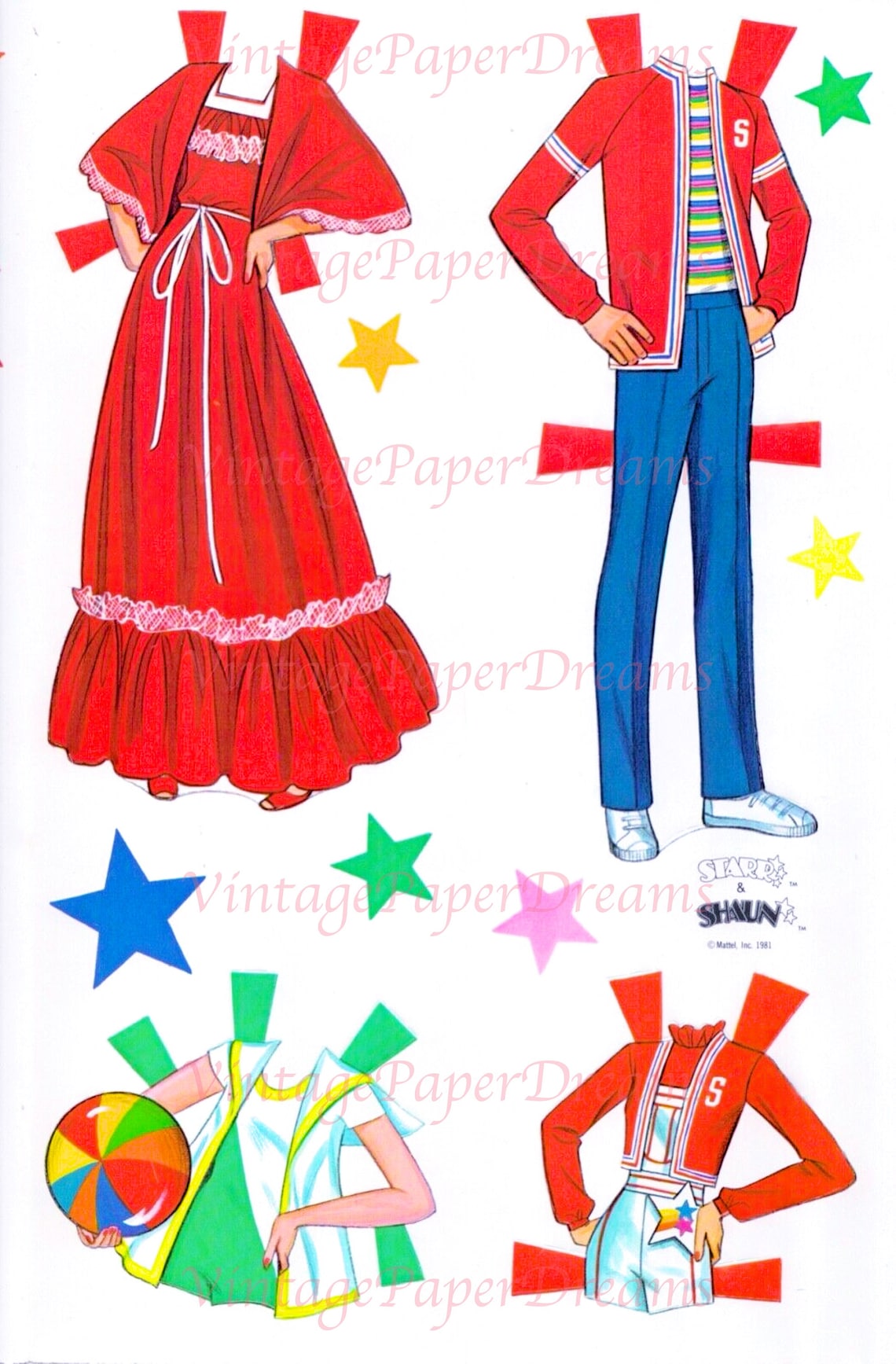 Vintage Paper Doll Printable PDF Starr Shaun Paper Doll 80s 1980s Paper