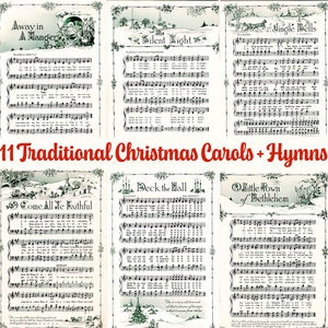 Partitura de Cuento de Navidad imprimible vintage PDF • Canción tradicional del himno de Adviento Papel de regalo antiguo • Imagen de Navidad Diario basura Ephermera