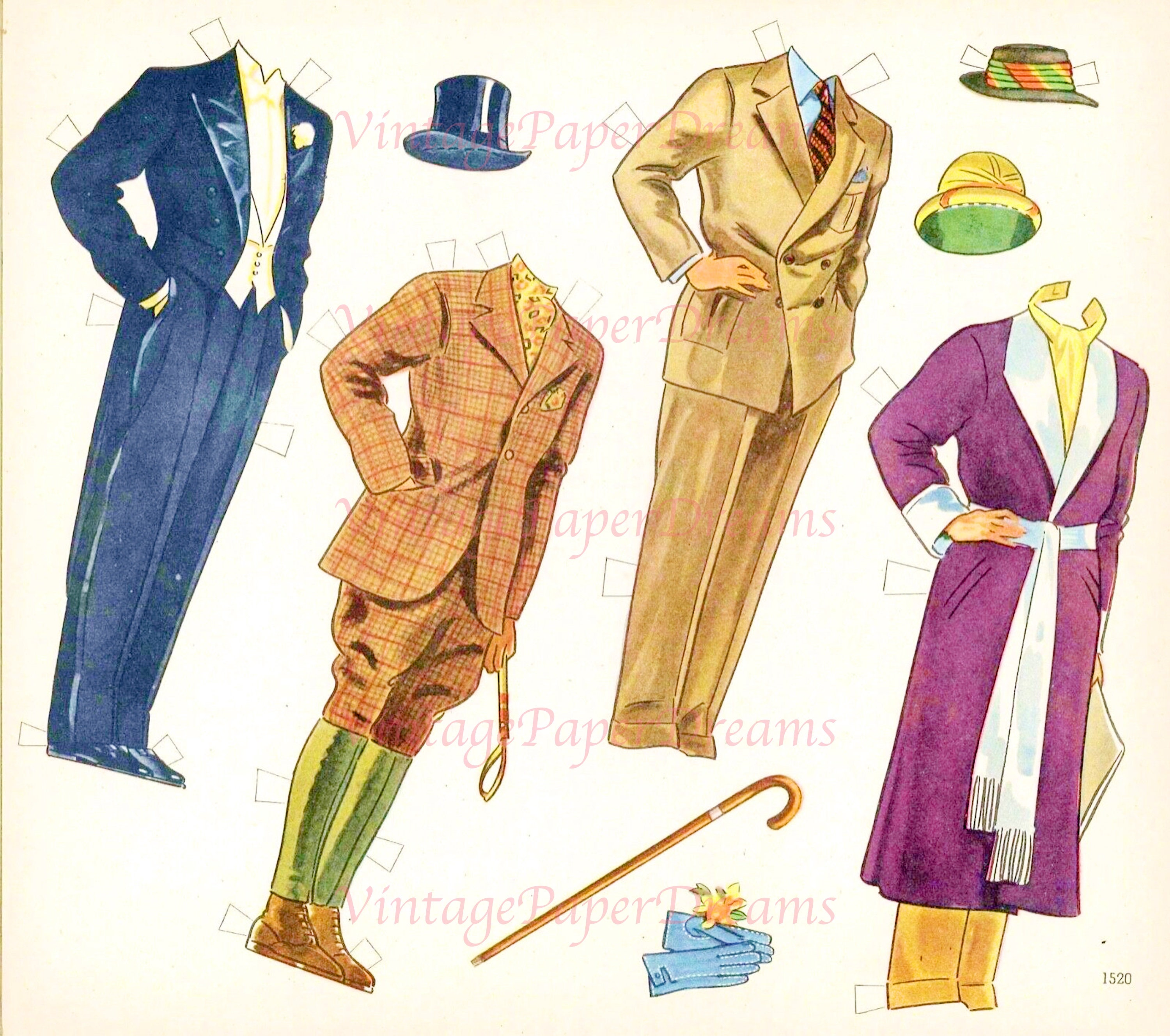 Vintage Paper Doll Printable PDF woman Man Paper Dolls 40s 1940s Paper ...