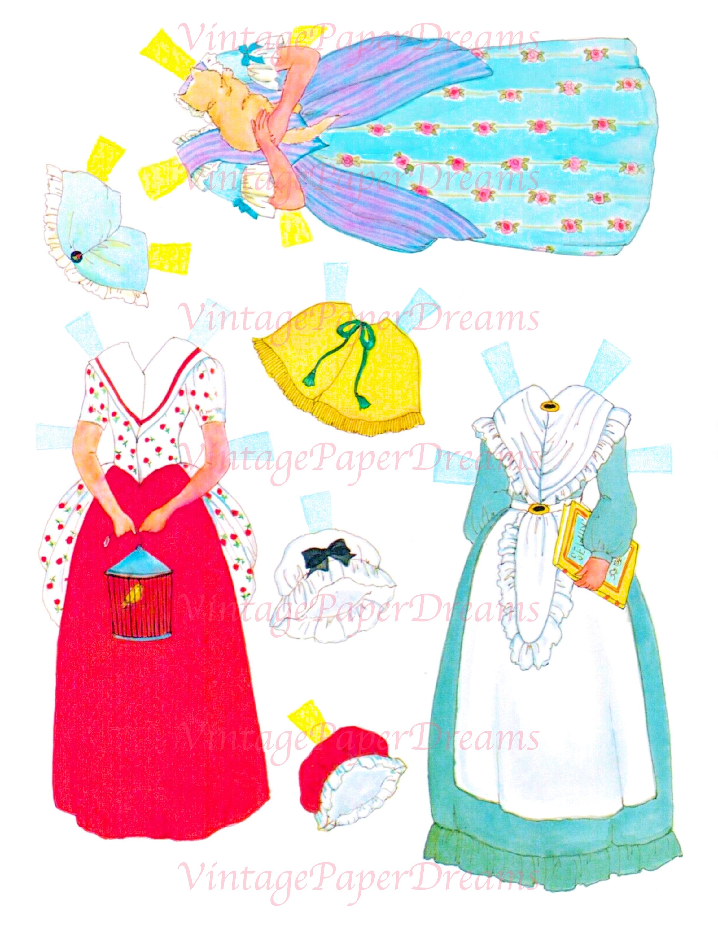 Vintage Paper Doll Printable PDF Early America Paper Dolls Etsy