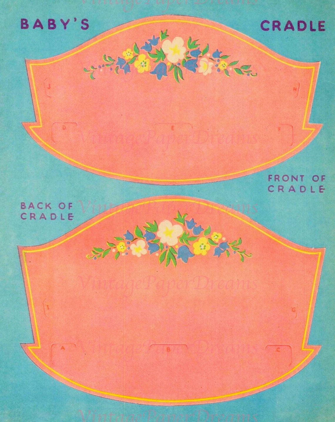 Vintage Paper Doll Printable PDF sleeping Baby Paper Doll Etsy