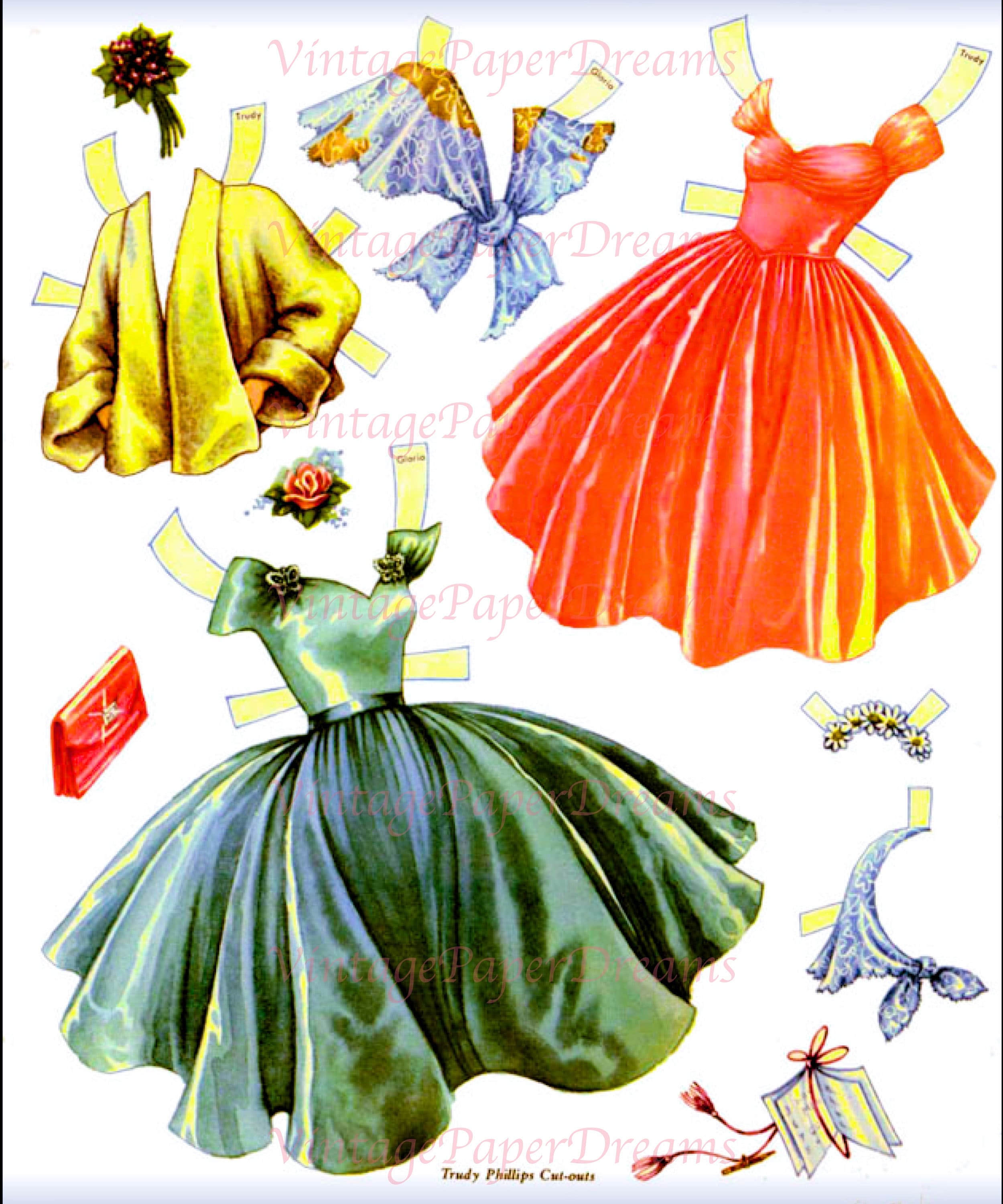 Vintage Paper Doll Printable PDF trudy Phillips Paper Dolls Etsy