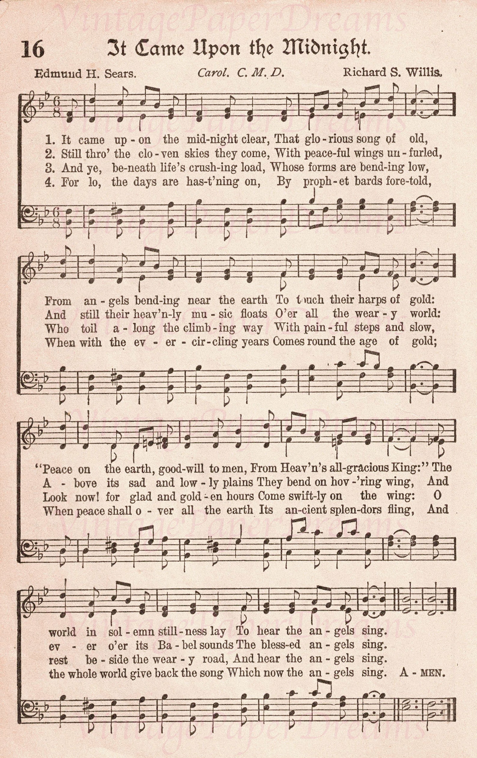 Vintage Printable Christmas Carol Sheet Music PDF • Traditional Advent ...