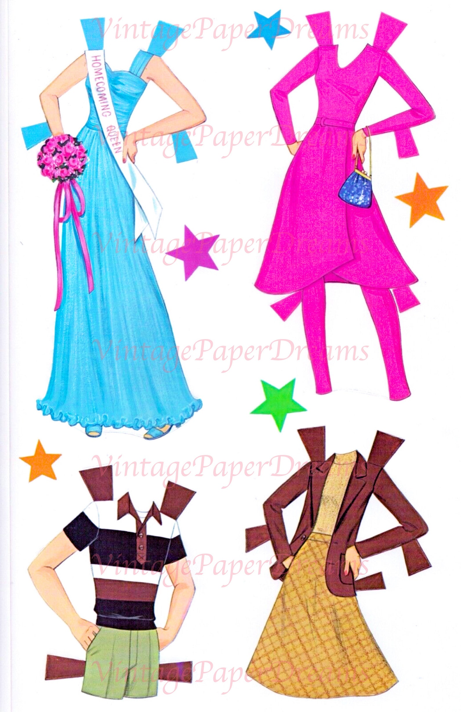 Vintage Paper Doll Printable PDF Starr Shaun Paper Doll 80s 1980s Paper