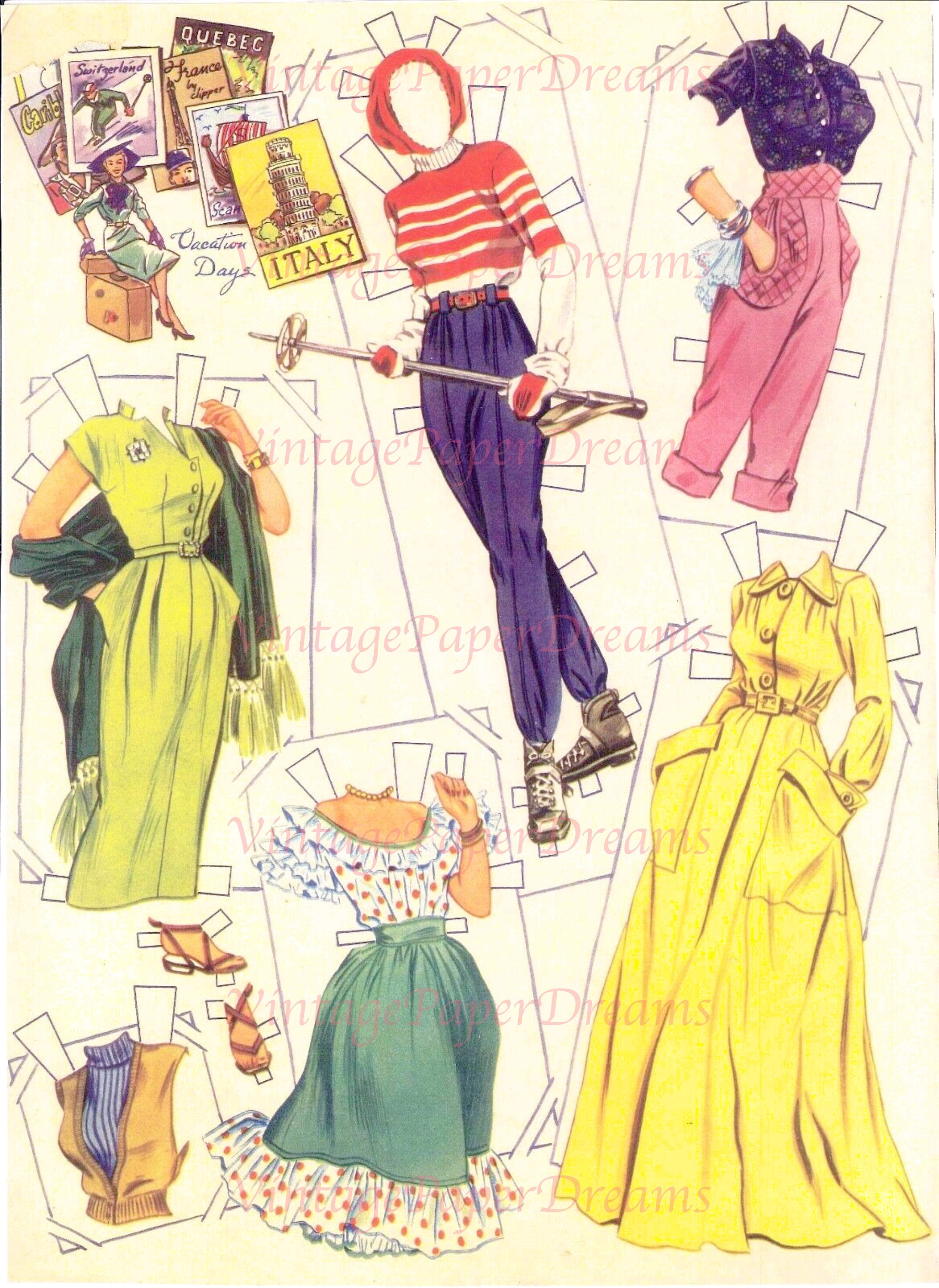 Vintage Paper Doll Printable PDF doris Day Paper Doll 1953 50s 1950s ...