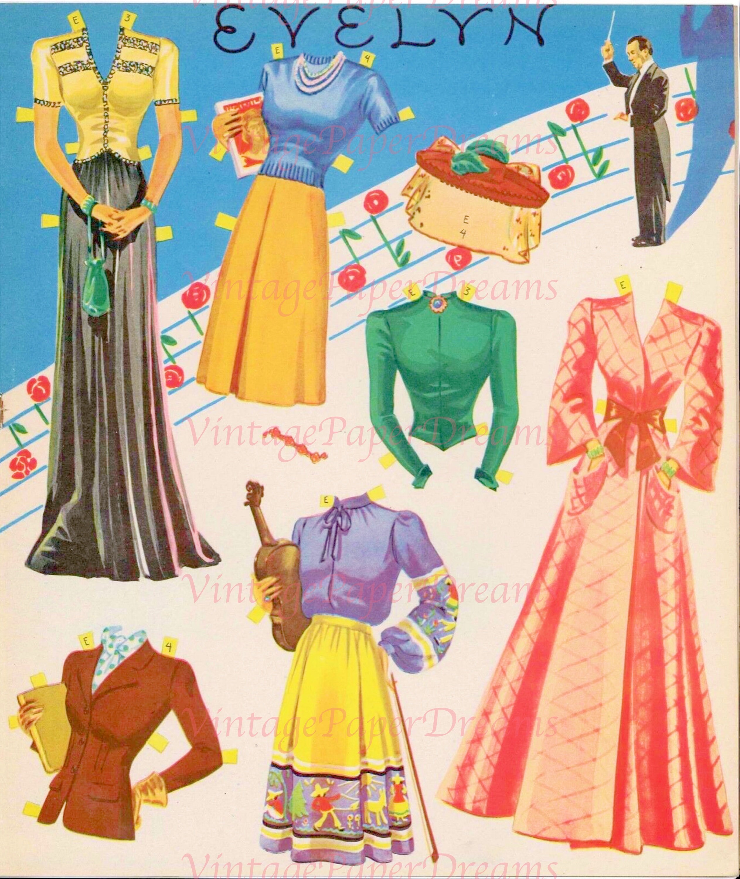 Vintage Paper Doll Printable PDF hour of Charm Paper Doll Etsy