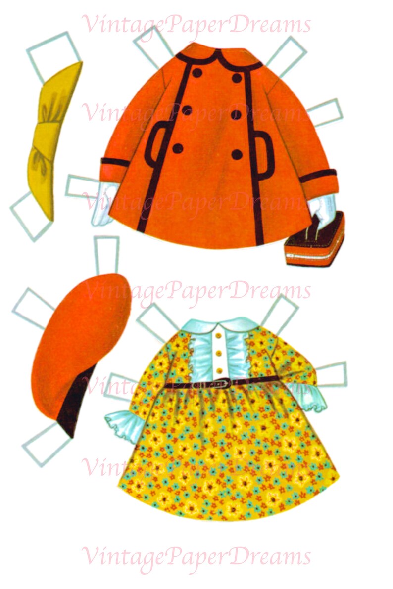 Vintage Paper Doll Printable PDF dress Me Paper Dolls 70s 1970s Girl