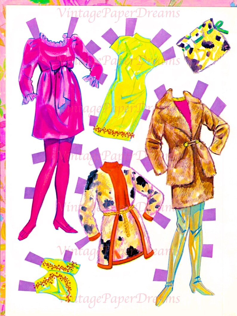 Vintage Paper Doll Printable PDF Mod Barbie Paper Doll 60s 1960s Paper