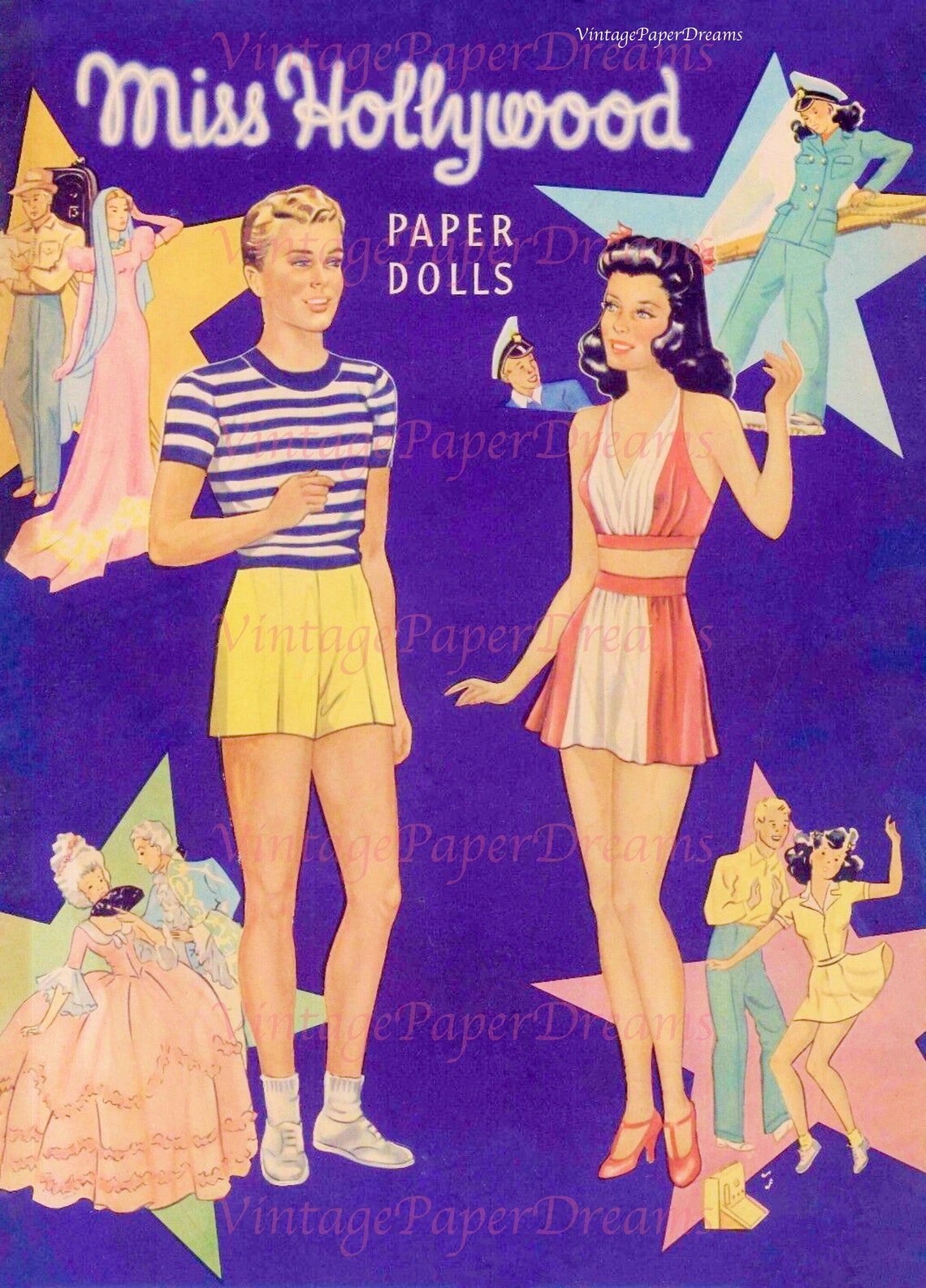 Vintage Paper Doll Printable PDF miss Hollywood Paper Doll Etsy