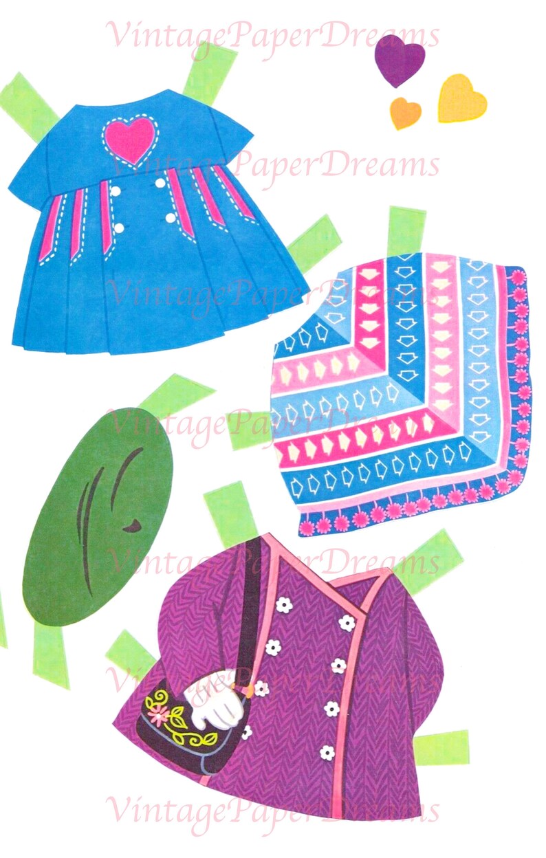 Vintage Paper Doll Printable PDF dress Me Paper Dolls 70s Etsy