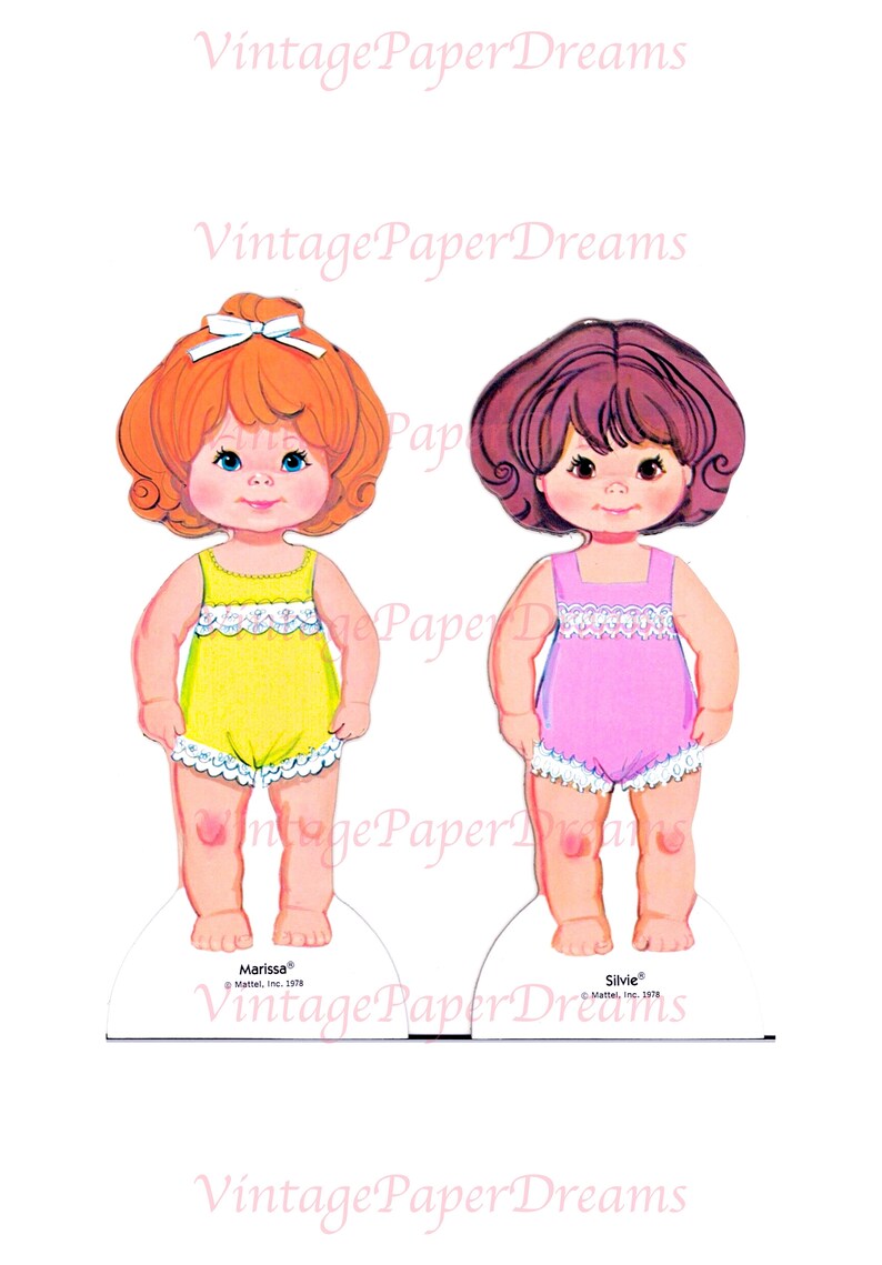 Vintage Paper Doll Printable PDF rosebud Paper Dolls 70s Etsy