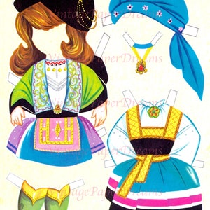 Vintage Paper Doll Printable PDF • French Paper Doll • 60s 1960s Paper ...