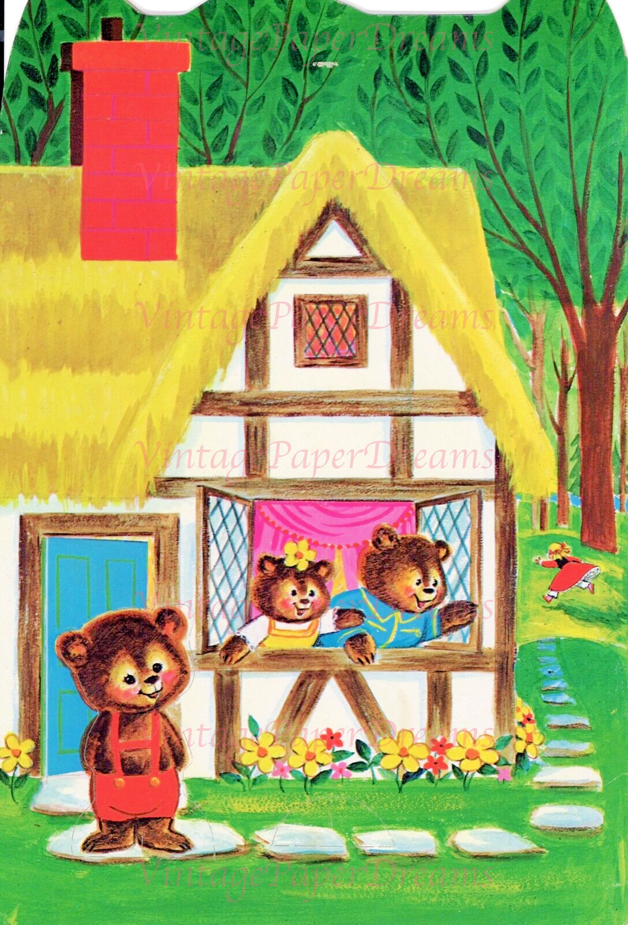 Vintage Paper Doll Printable PDF Goldilocks Three Bears Paper Dolls 70s ...