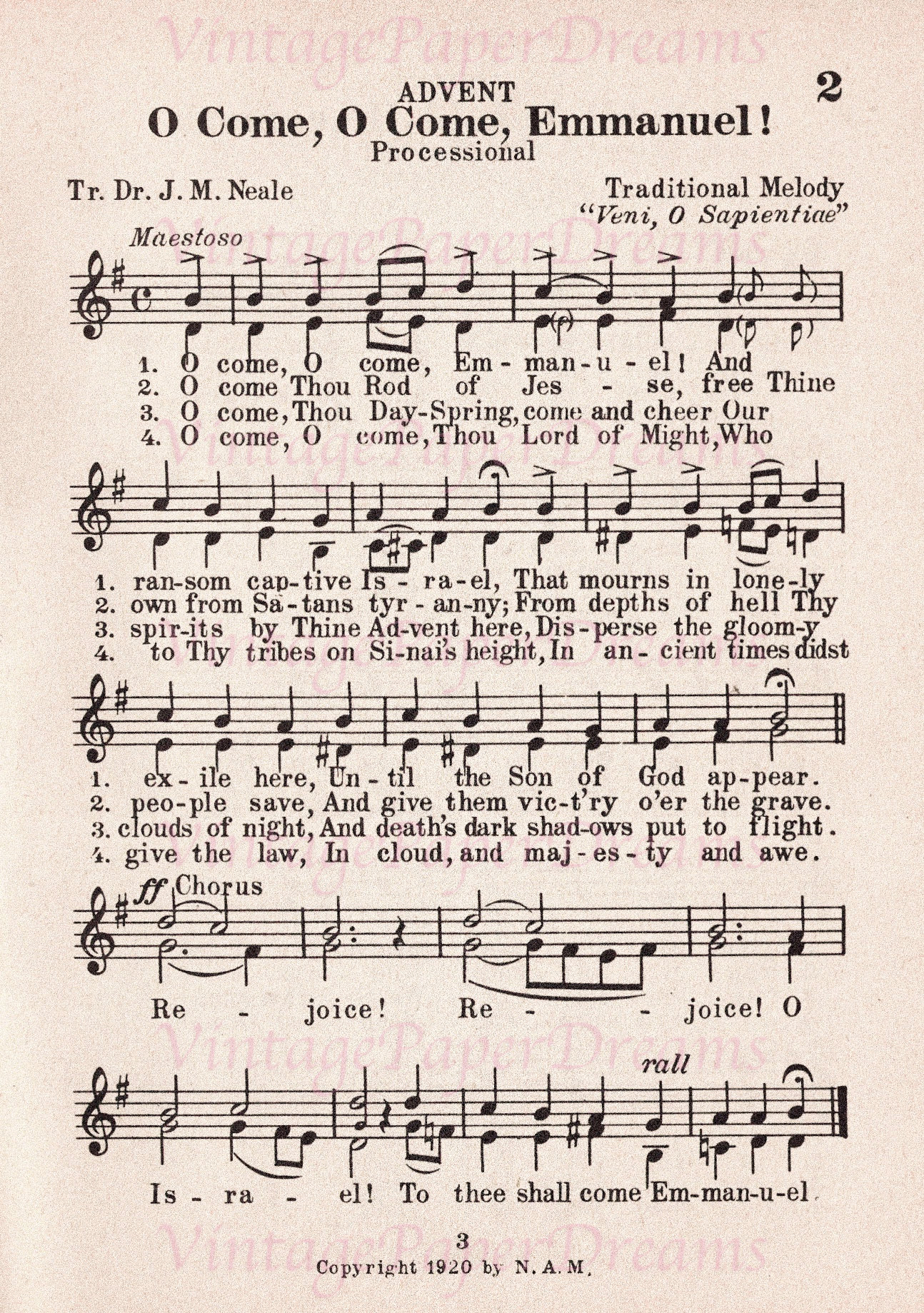 Vintage Printable Christmas Carol Sheet Music PDF Traditional Advent ...