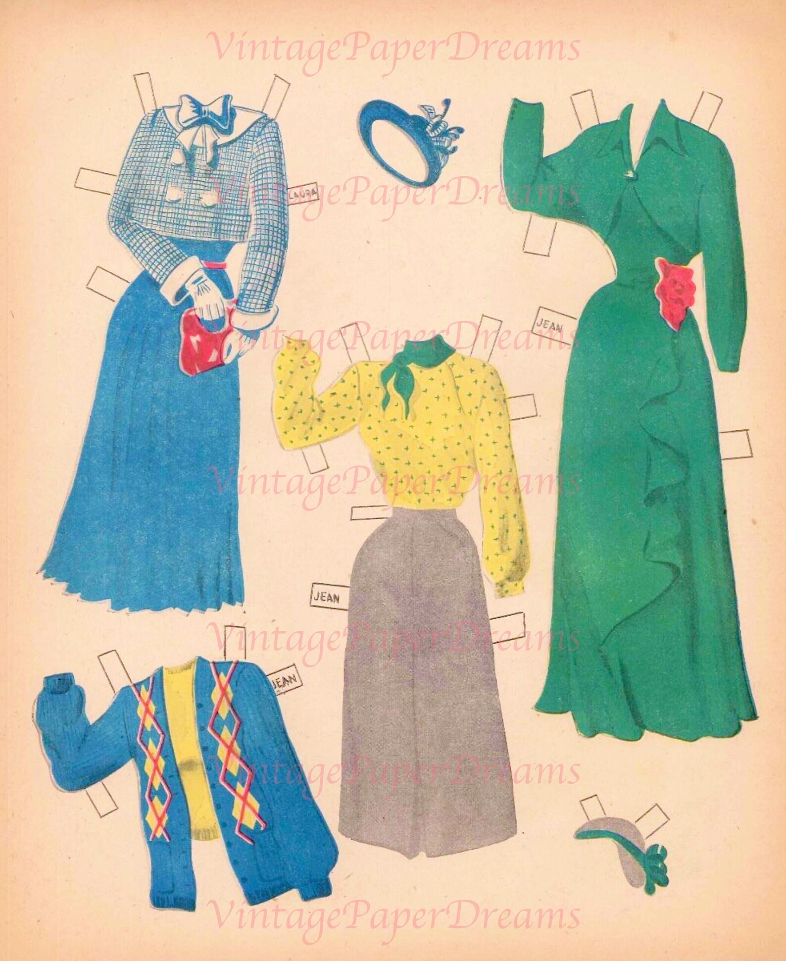 Vintage Paper Doll Printable PDF Sister Nurse Paper Dolls 40s 1940s