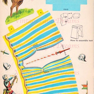 poupée de papier vintage PDF imprimable Chevaliers en armure poupées de papier Modèle de poupée de papier des années 50 et 1950 Téléchargement numériqueConte de fées médiéval Clip Art image 6