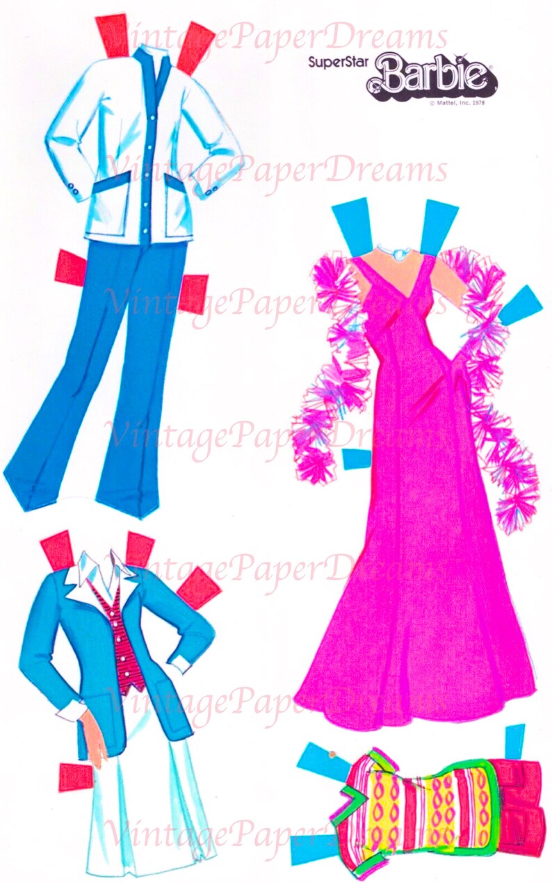 Vintage Paper Doll Printable PDF superstar Barbie Paper Doll Etsy UK
