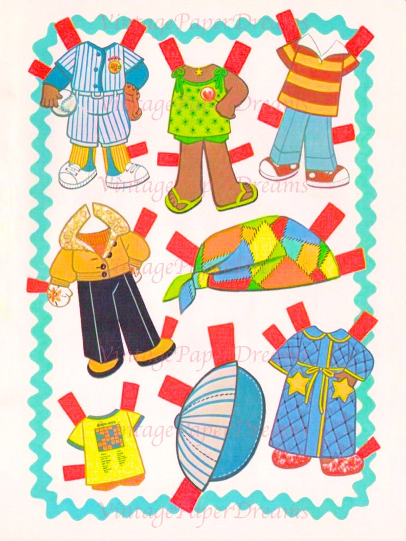 Vintage Paper Doll Printable PDF girl Paper Dolls 70s Etsy