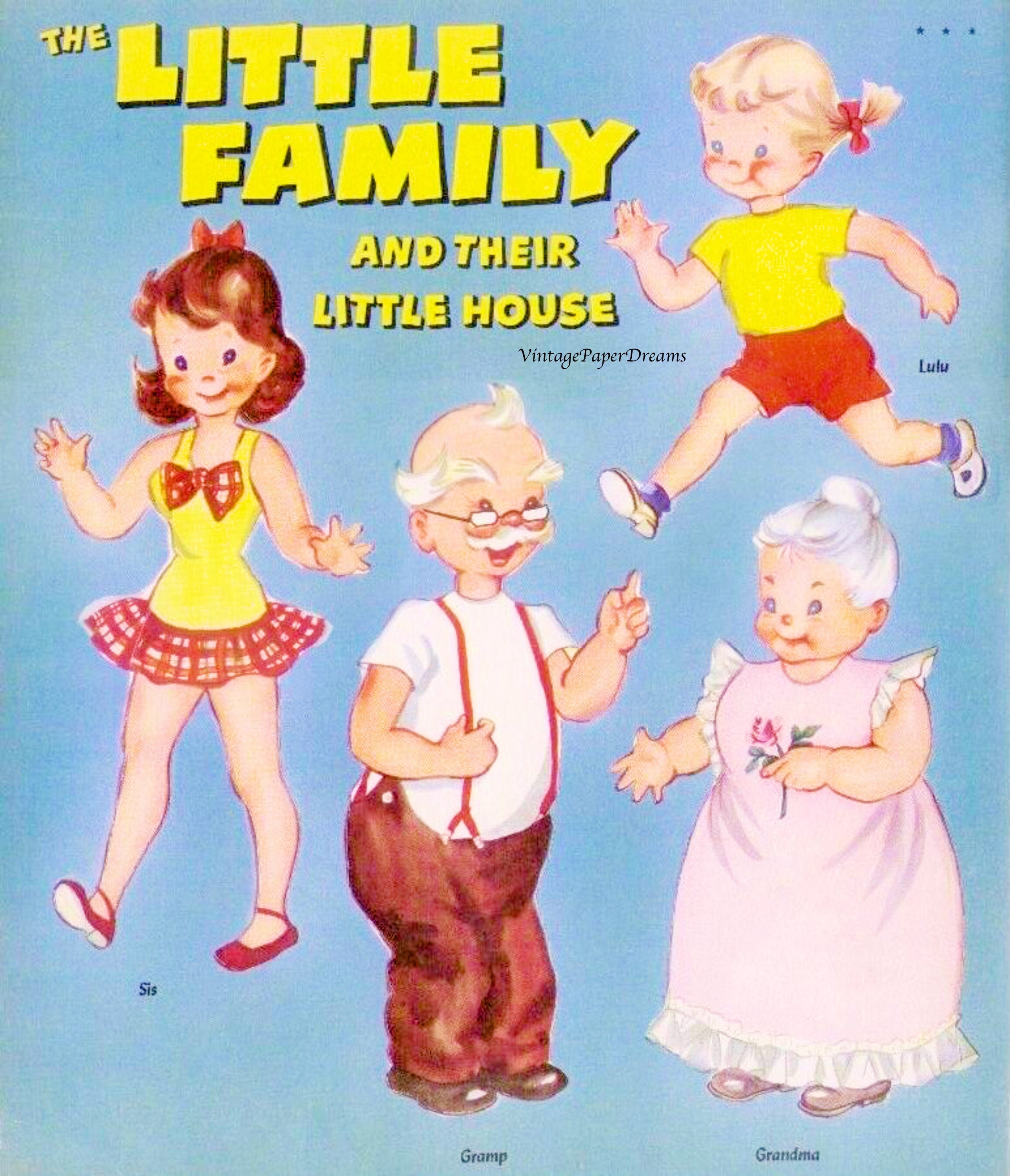 Vintage Paper Doll Printable PDF Little Family House 40s 1940s Paper Doll Download Mother Father