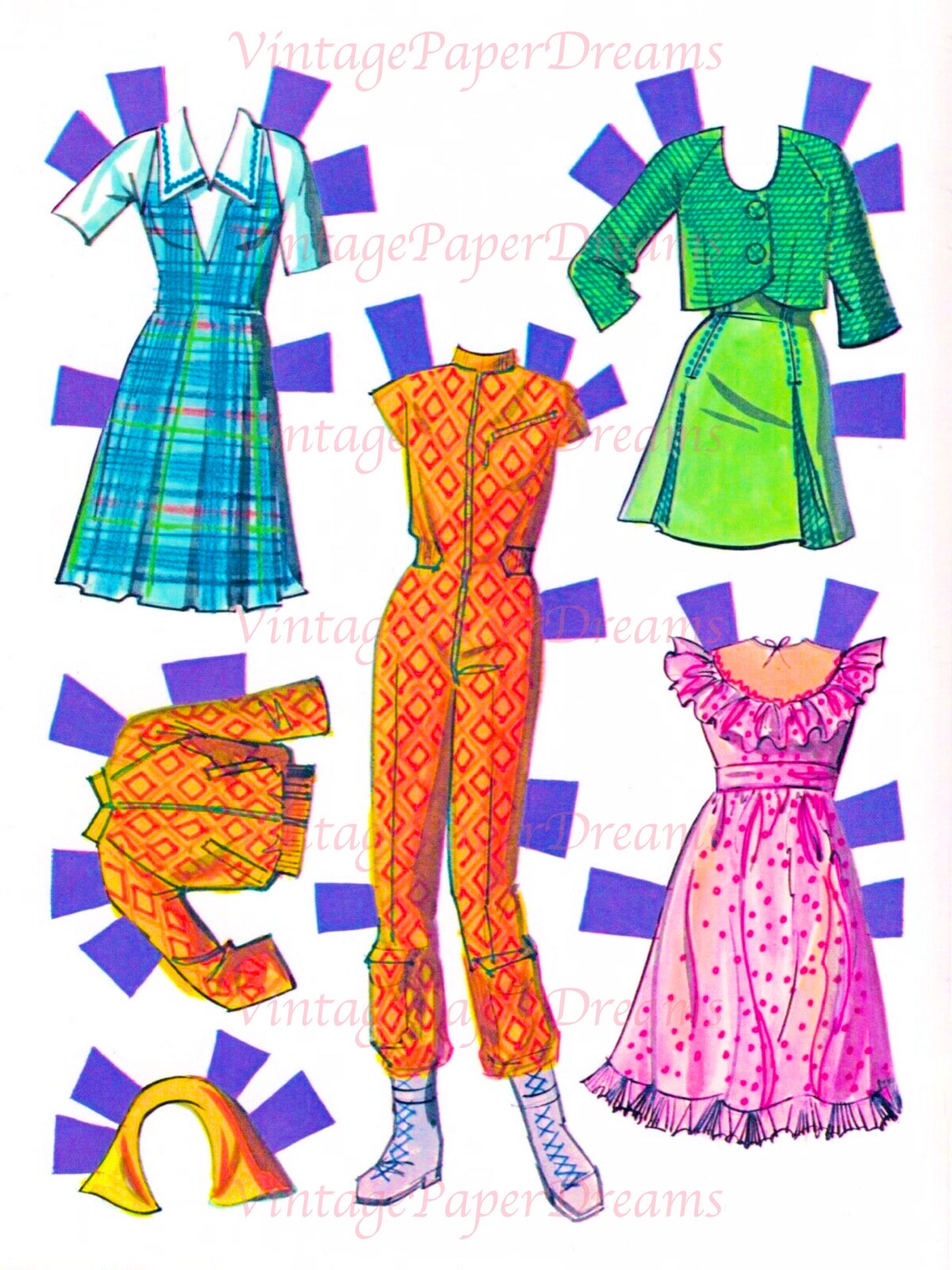 Vintage Paper Doll Printable PDF camping Barbie Paper Doll Etsy