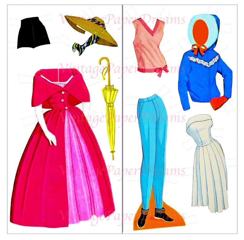 Vintage Paper Doll Printable PDF barbie Paper Doll 60s Etsy