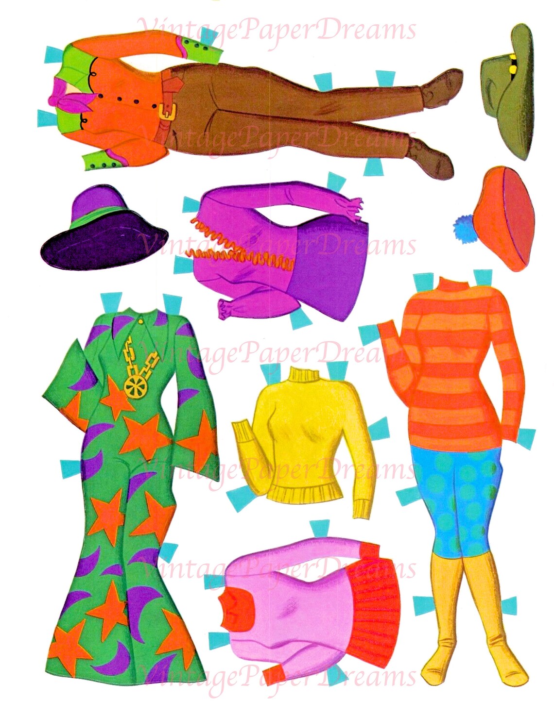 Vintage Paper Doll Printable PDF josie and the Pussycats Paper Doll 70s 1970s Cartoon Black