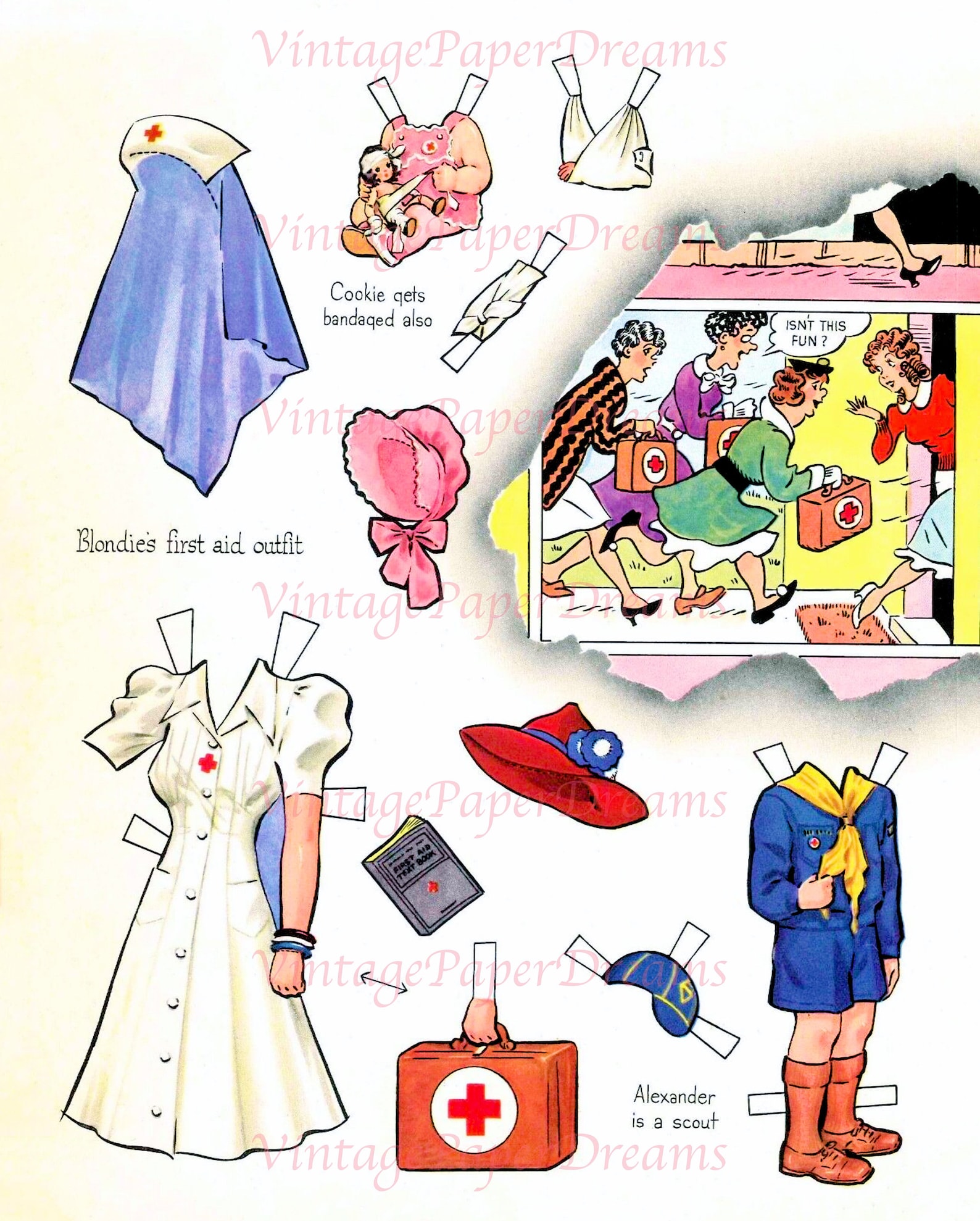 Vintage Comic Book Art Printable PDF blondie Paper Dolls 40s 1940s ...