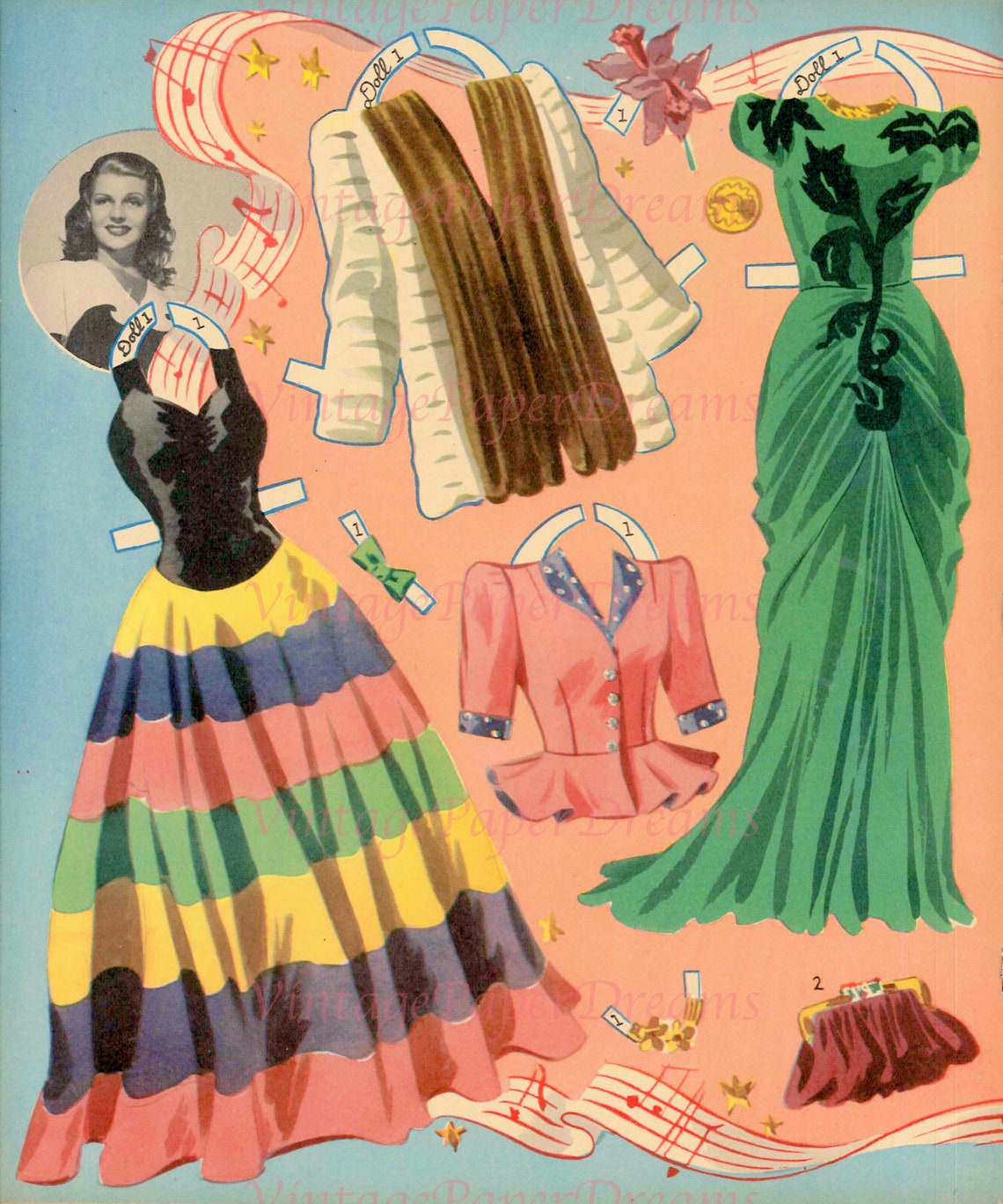 Vintage Paper Doll Printable PDF • rosemary Clooney Paper Doll • 40s ...
