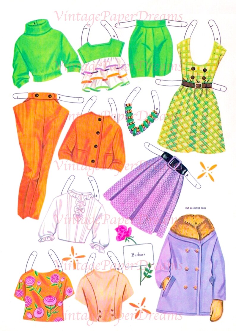 Vintage Paper Doll Printable PDF blonde Redhead Brunette Paper Doll 70s ...