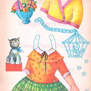 Vintage Paper Doll Printable PDF • sandy Paper Doll JPEG • 50s 1950s ...