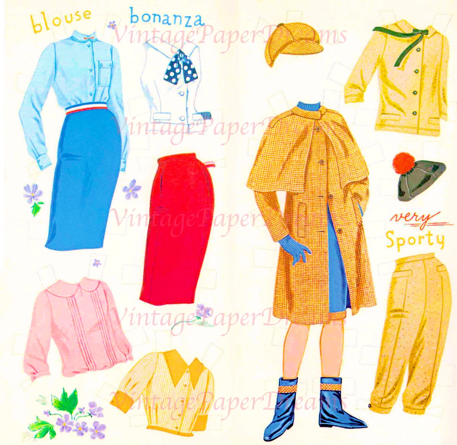 Vintage Paper Doll Printable PDF Schulmädchen Tammy Paper Doll 60er ...