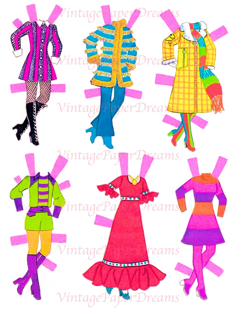 Vintage Paper Doll Printable PDF dawn Paper Doll 70s 1970s Black Paper Doll Pattern Digital