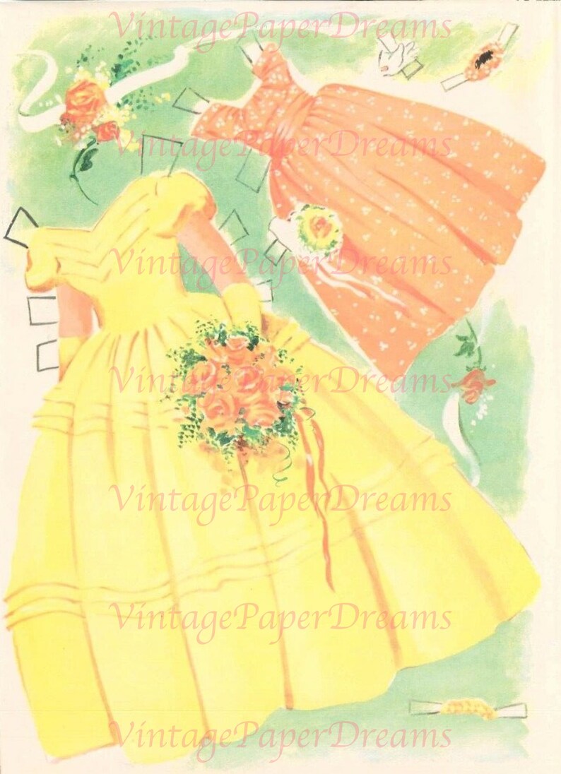 Vintage Paper Doll Printable PDF JPEG wedding Dolls 50s Etsy