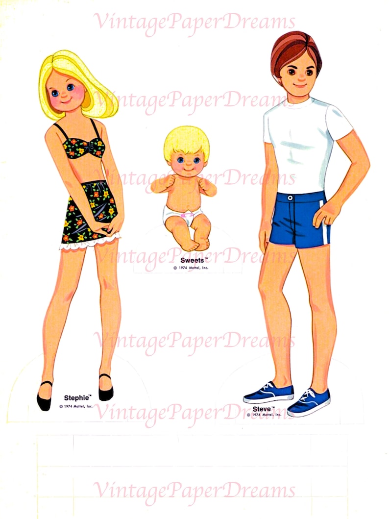 Vintage Paper Doll Printable PDF Sunshine Family Fashion Etsy