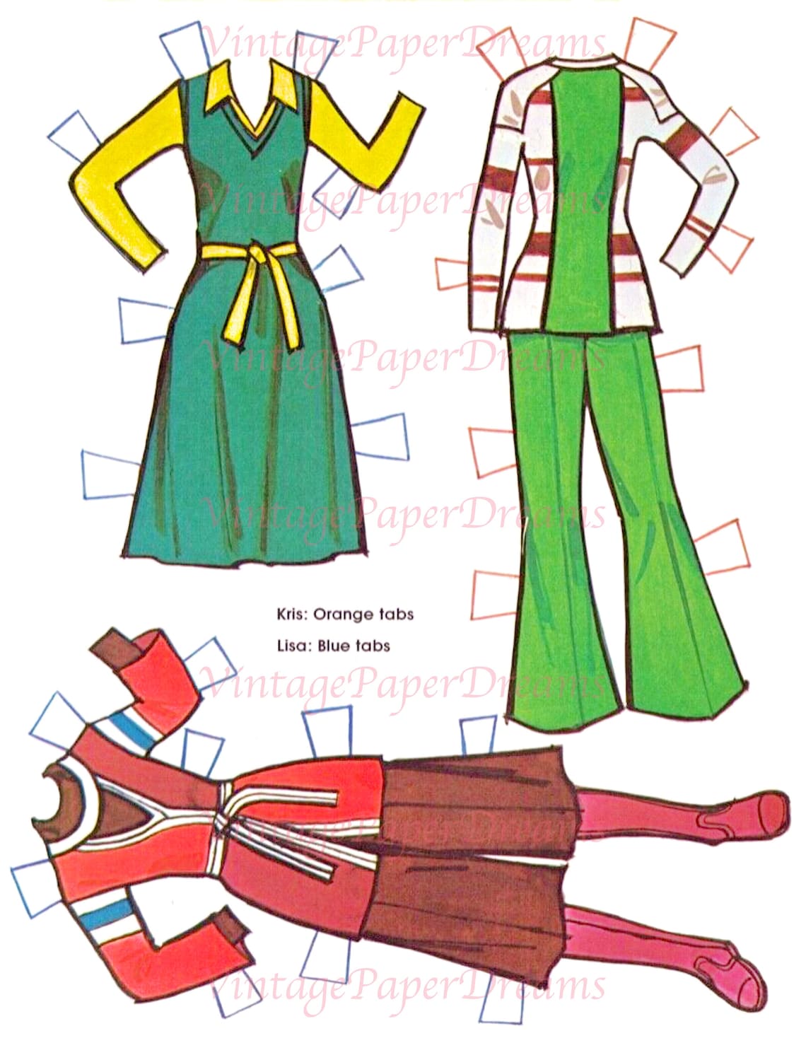 Vintage Paper Doll Printable PDF Fashion Paper Doll 70s 1970s Paper