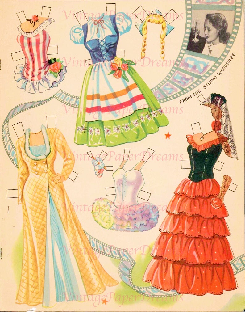 Vintage Paper Doll Printable PDF jane Powell Paper Doll JPEG 40s 1940s Paper Doll Download