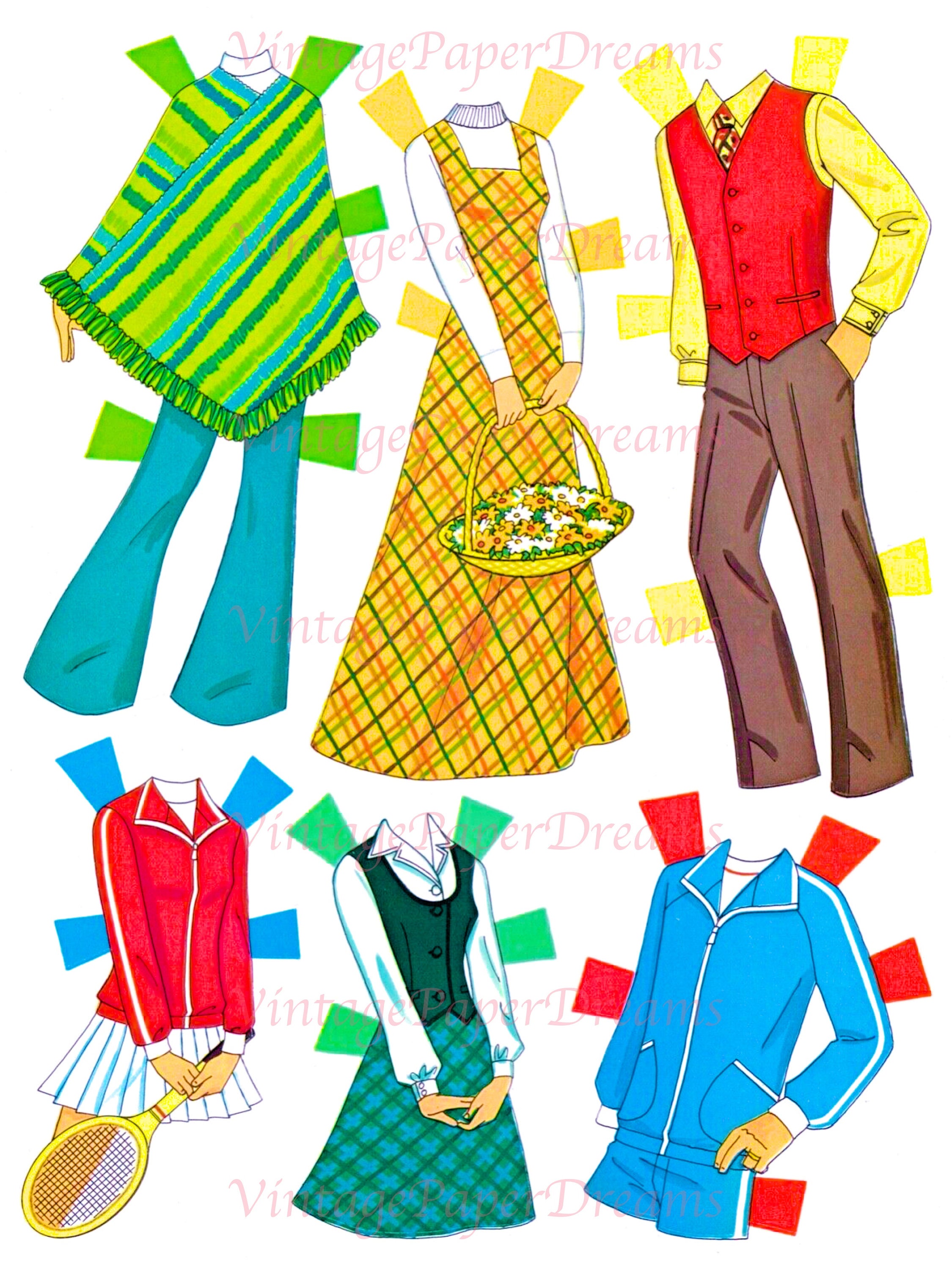 Vintage Paper Doll Printable PDF Sunshine Family Fashion Etsy