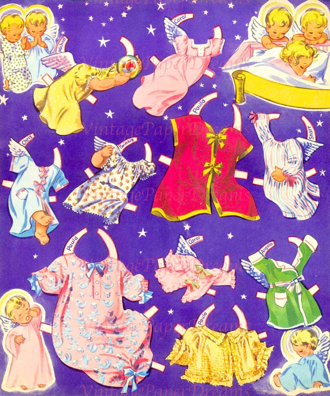 Vintage Paper Doll Printable PDF angel Babies Paper Doll Etsy