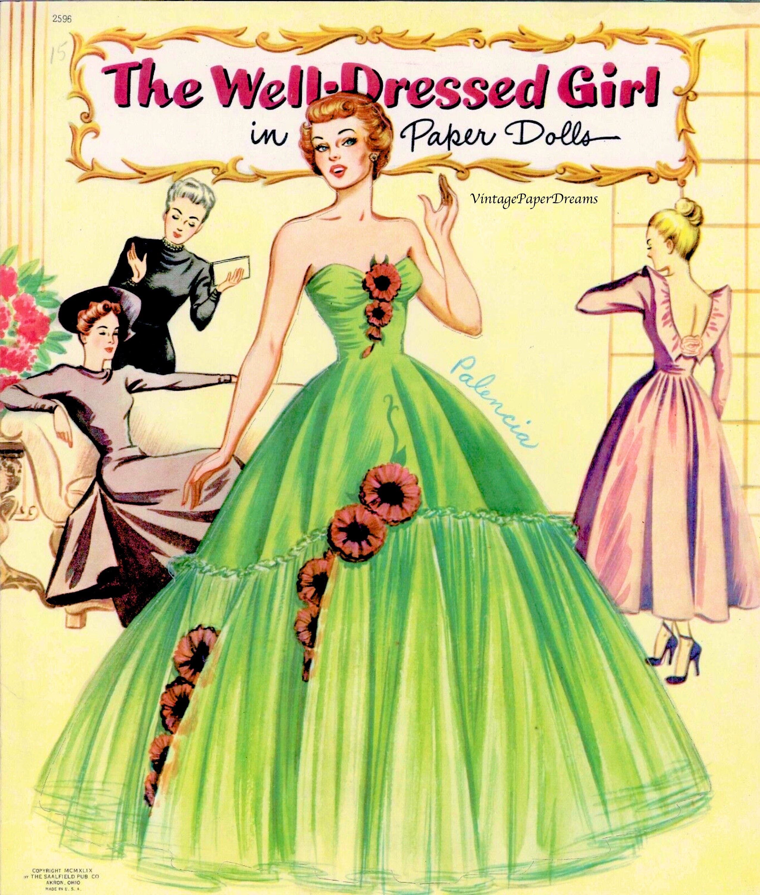 Vintage Paper Doll Printable PDF welldressed Girl Paper Doll 40s 1940s