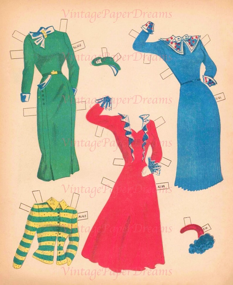 Vintage Paper Doll Printable PDF Sister Nurse Paper Dolls 40s 1940s