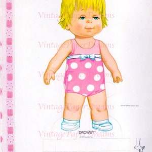 Vintage Paper Doll Printable PDF • drowsy Baby Paper Doll • 70s 1970s ...