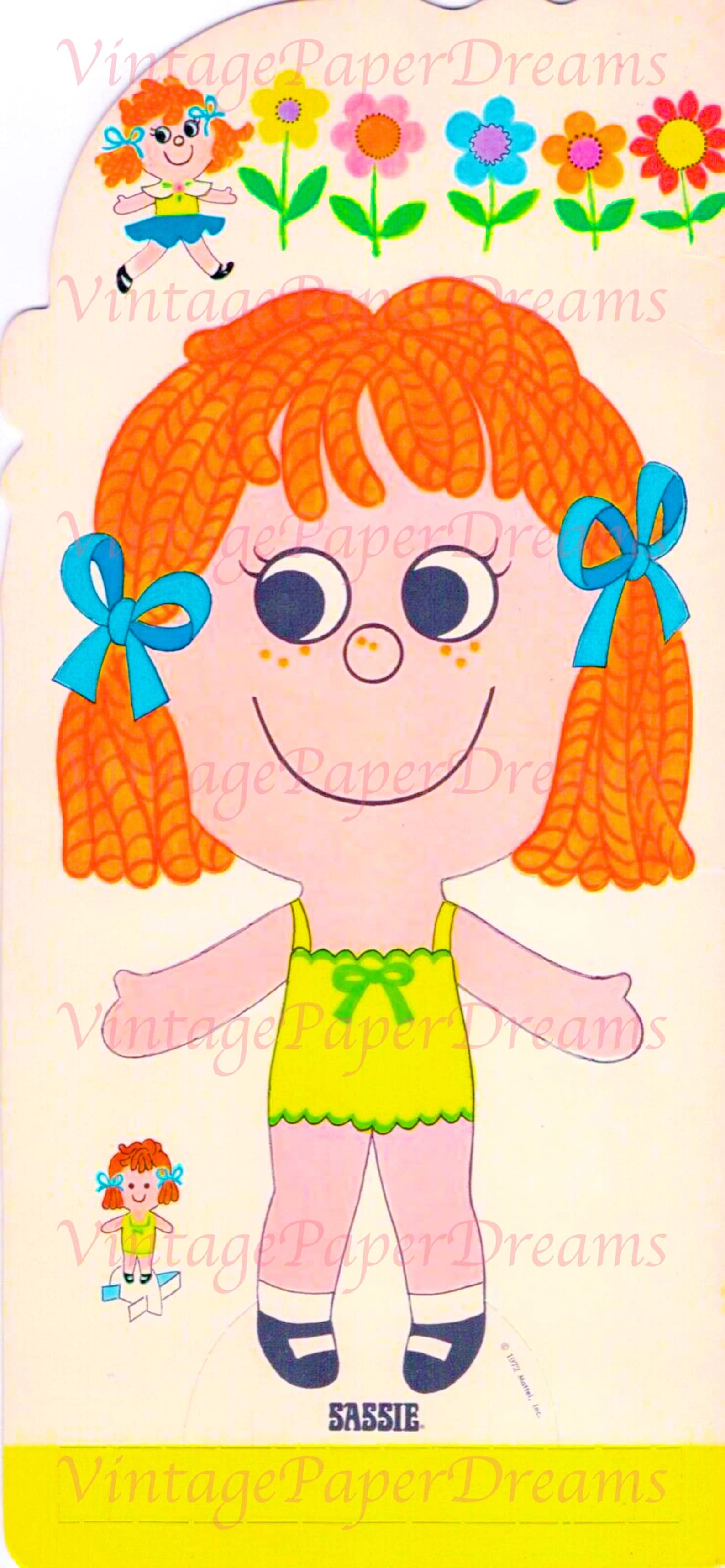 Vintage Paper Doll Printable PDF sassie Paper Doll 70s 1970s Paper Doll